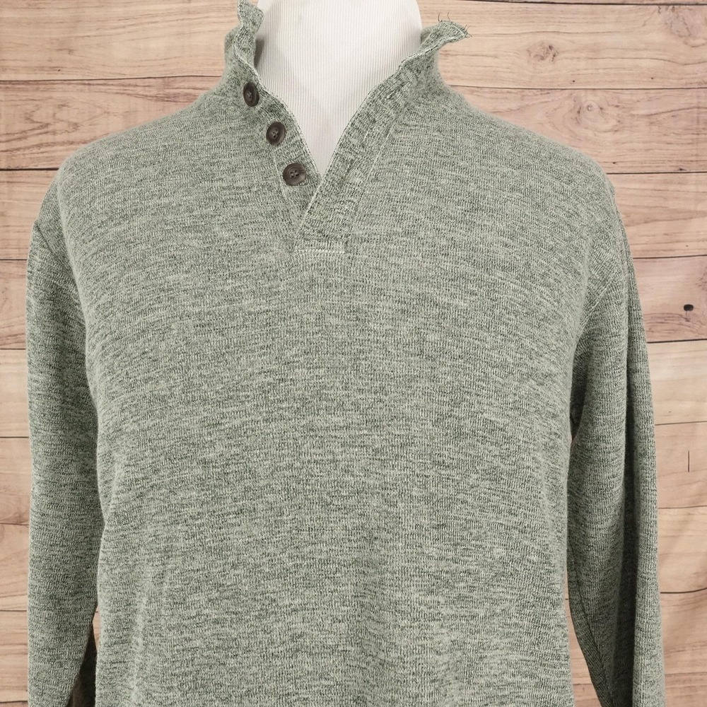 GAP Sweater Mens XL Green Henley Mock Neck Knit Pullover Long Sleeve Casual